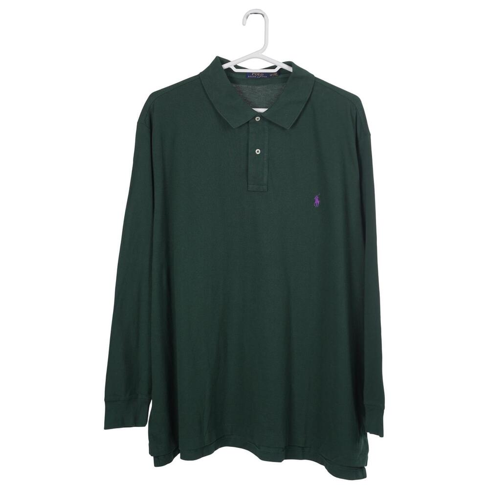 NWOT Polo Ralph Lauren Polo Shirt 4XB Green Cotton Mesh Pony Long Sleeve Casual